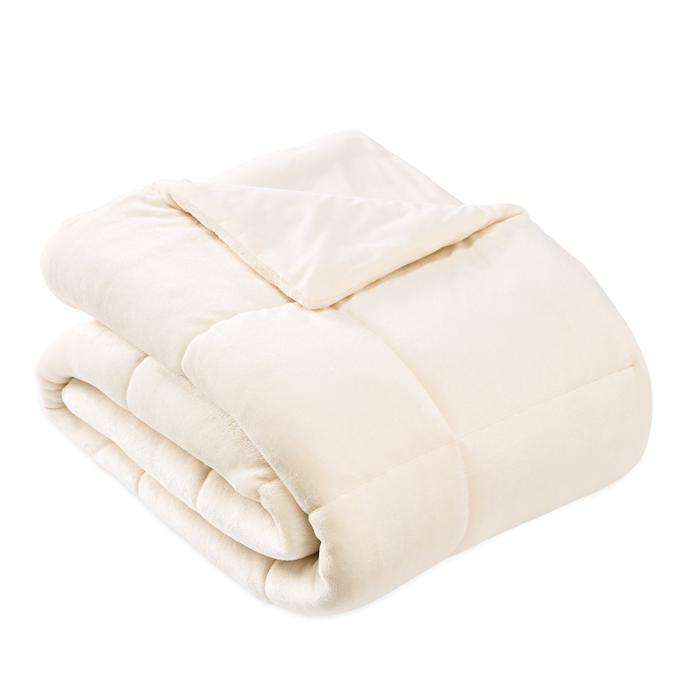 Plush Natural Quilted Blanket Bedroom Adairs