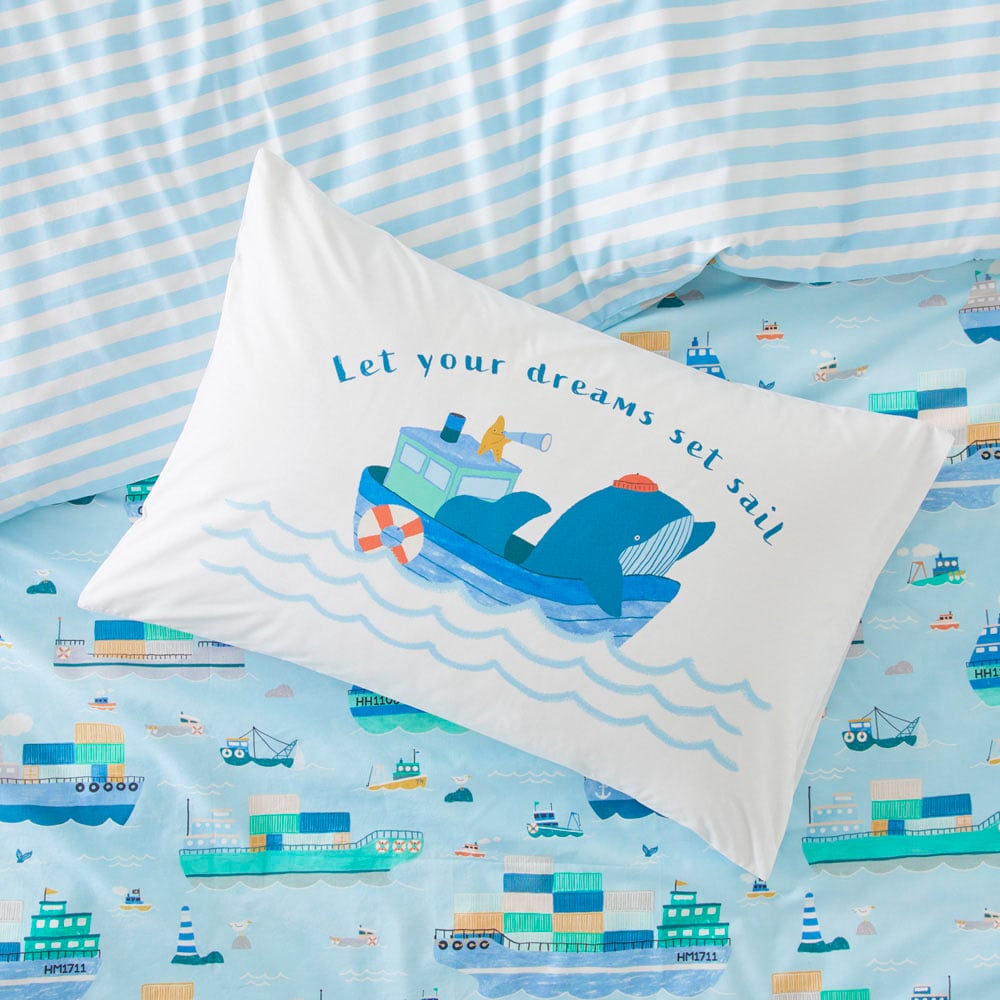 Adairs Kids - Let Your Dreams Set Sail Kids Text Pillowcase 