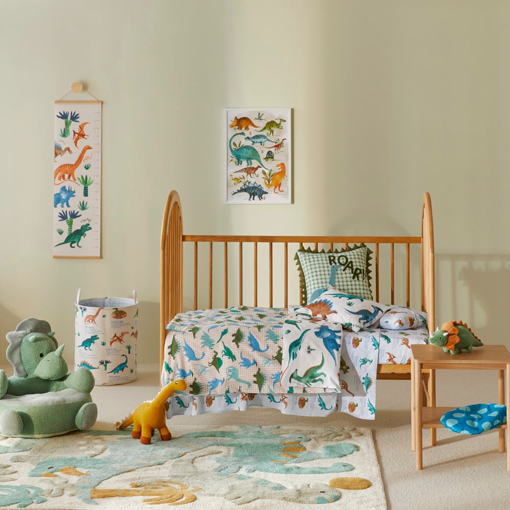 Adairs Kids Roar the Dinosaur Cot Quilt Cover Set Adairs