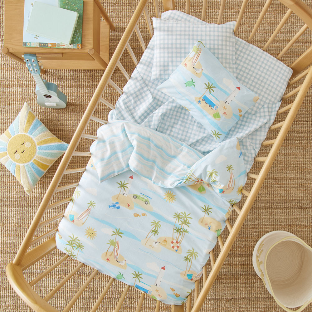 Adairs Kids Palm Beach Ocean Cot Quilt Cover Set Adairs