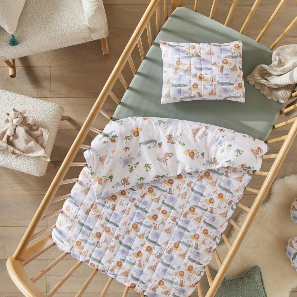 Adairs Baby Jungle Juniors White Quilted Cot Quilt Cover Set Adairs