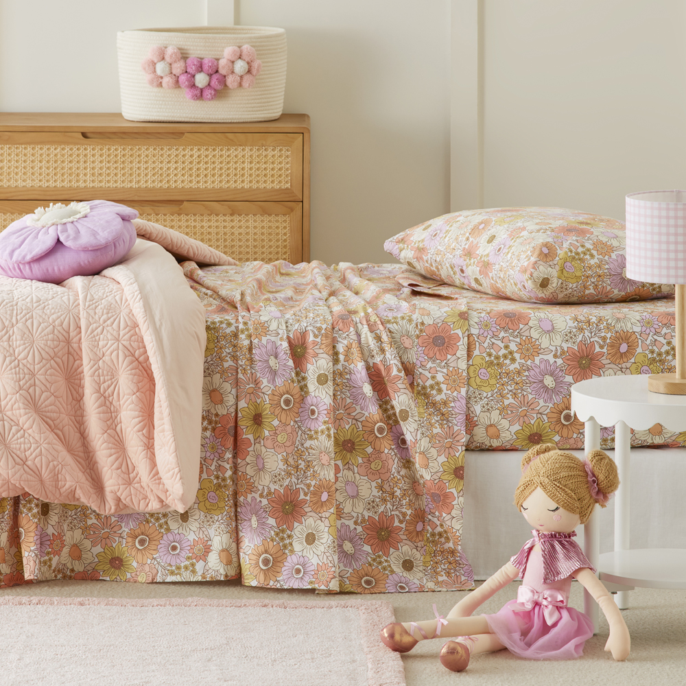 Adairs Kids Farrah Sunset Floral Sheet Set Adairs