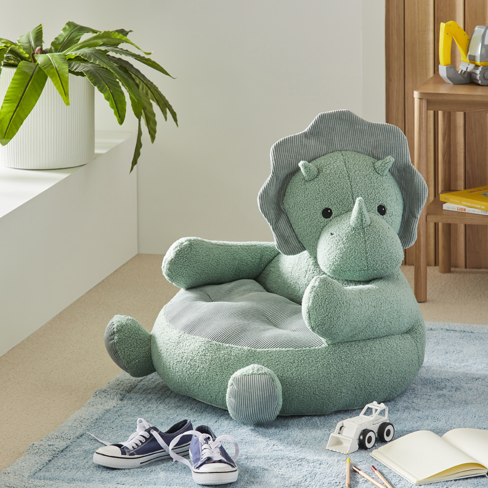 Adairs Kids Green Triceratops Cuddle Chair Kids Furniture Adairs