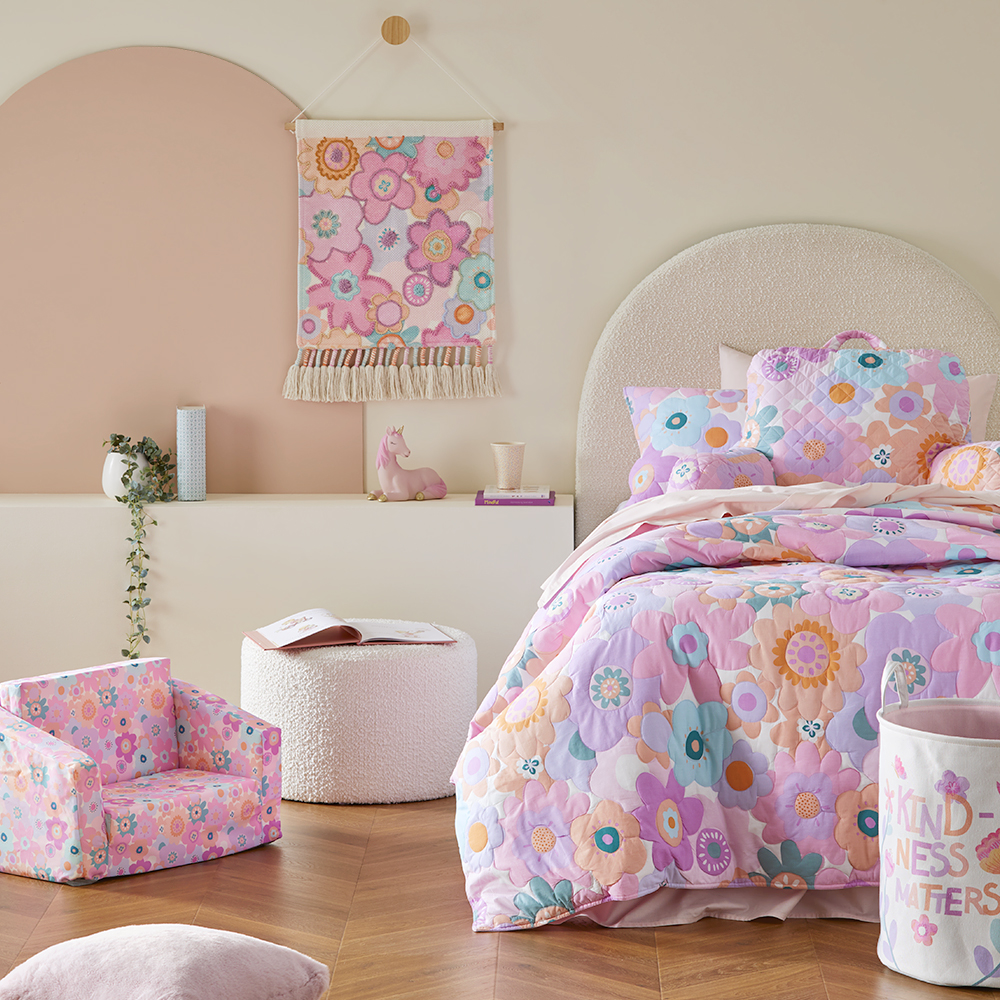 Adairs Kids Poppy Floral Quilted Quilt Cover Set Adairs