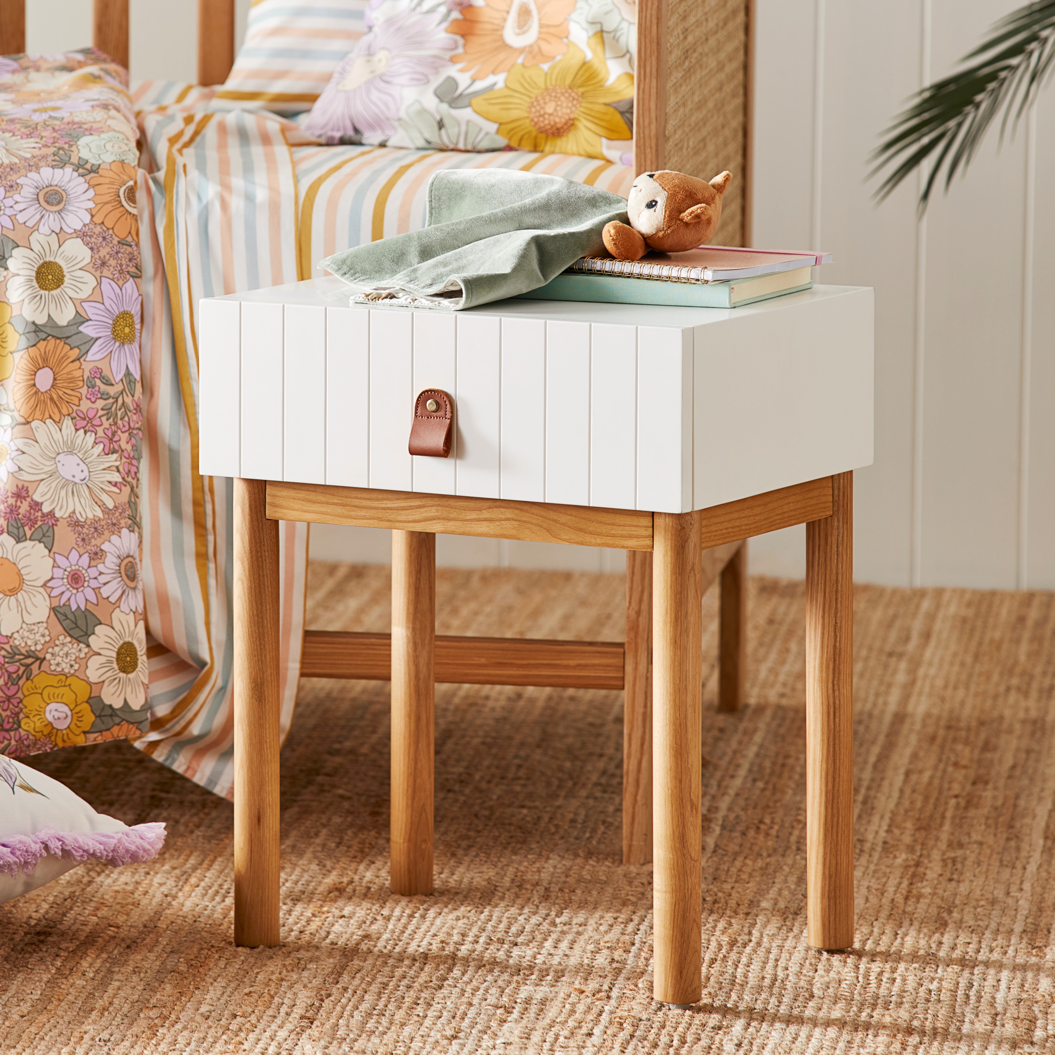 Adairs white bedside deals table