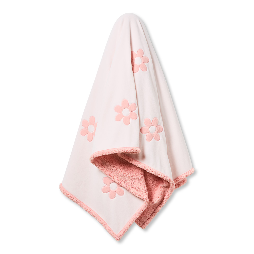 Adairs Kids Fleecy Pink Daisy Blanket Homewares Adairs