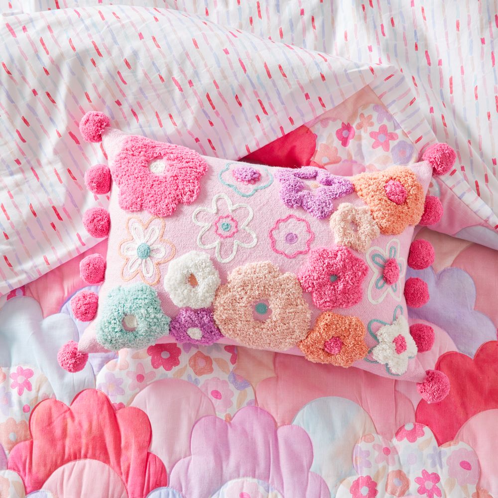 Pink floral cushion best sale