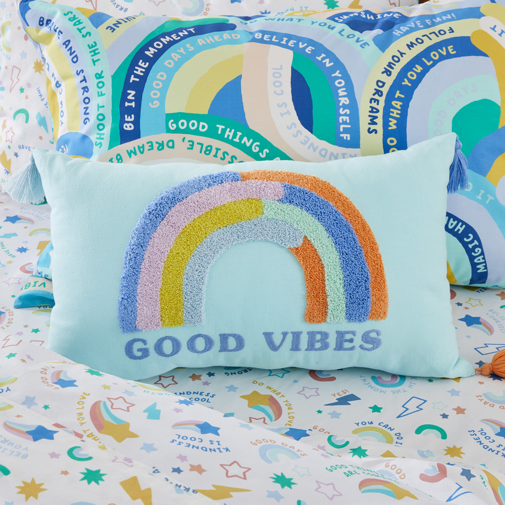 Adairs Kids Good Vibes Tassel Cushion Adairs