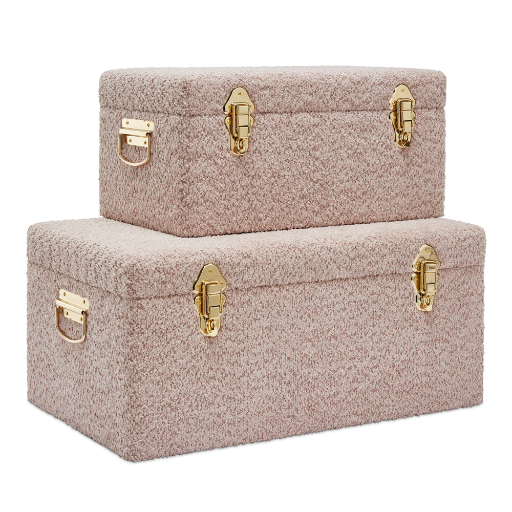 Pink velvet online storage trunk