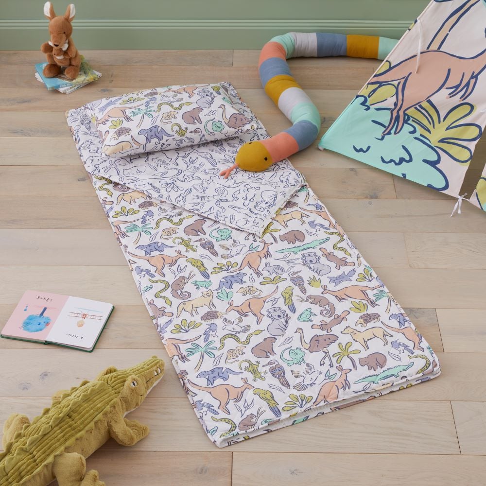 Adairs Kids - Animals of Oz Natural Sleepover Sleeping Bag | Adairs