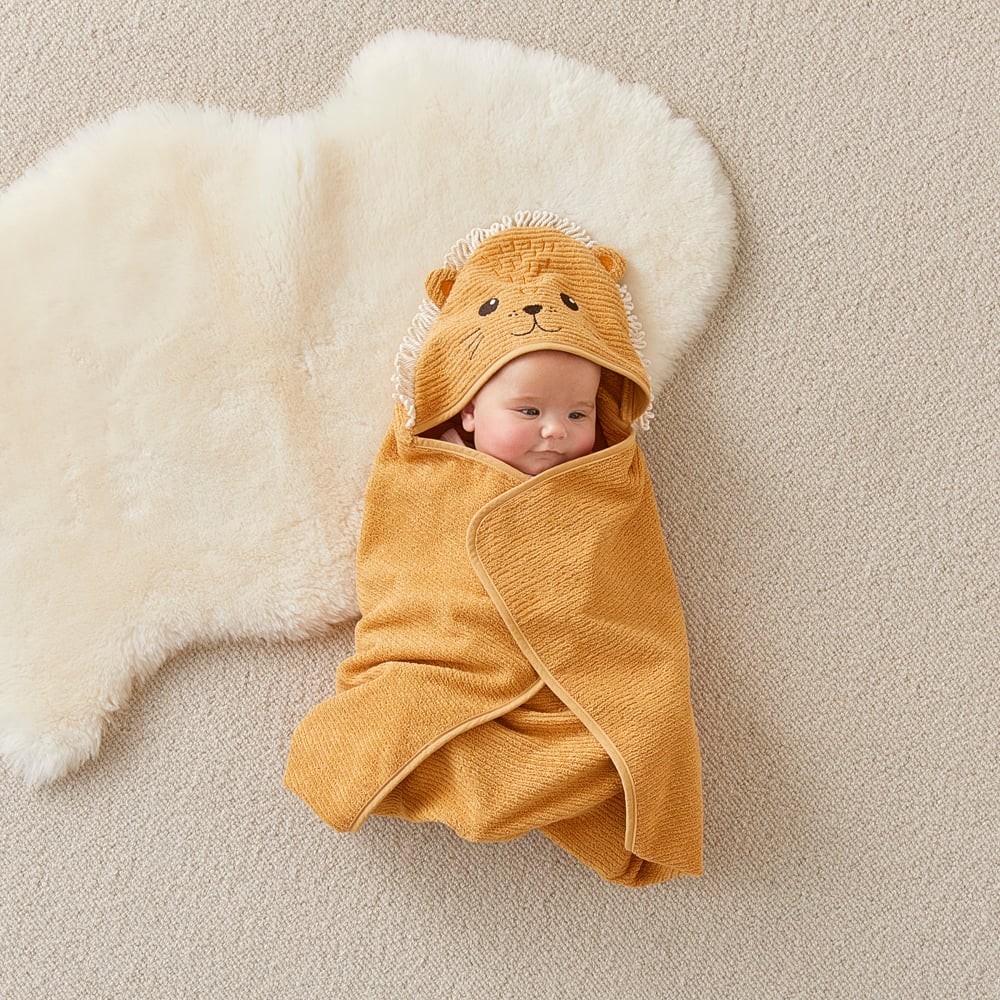 Adairs Baby Baby Bath Time Lion Hooded Towel Adairs