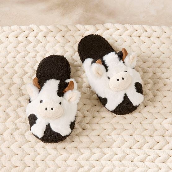 Cody Cow Black & White Novelty Slippers
