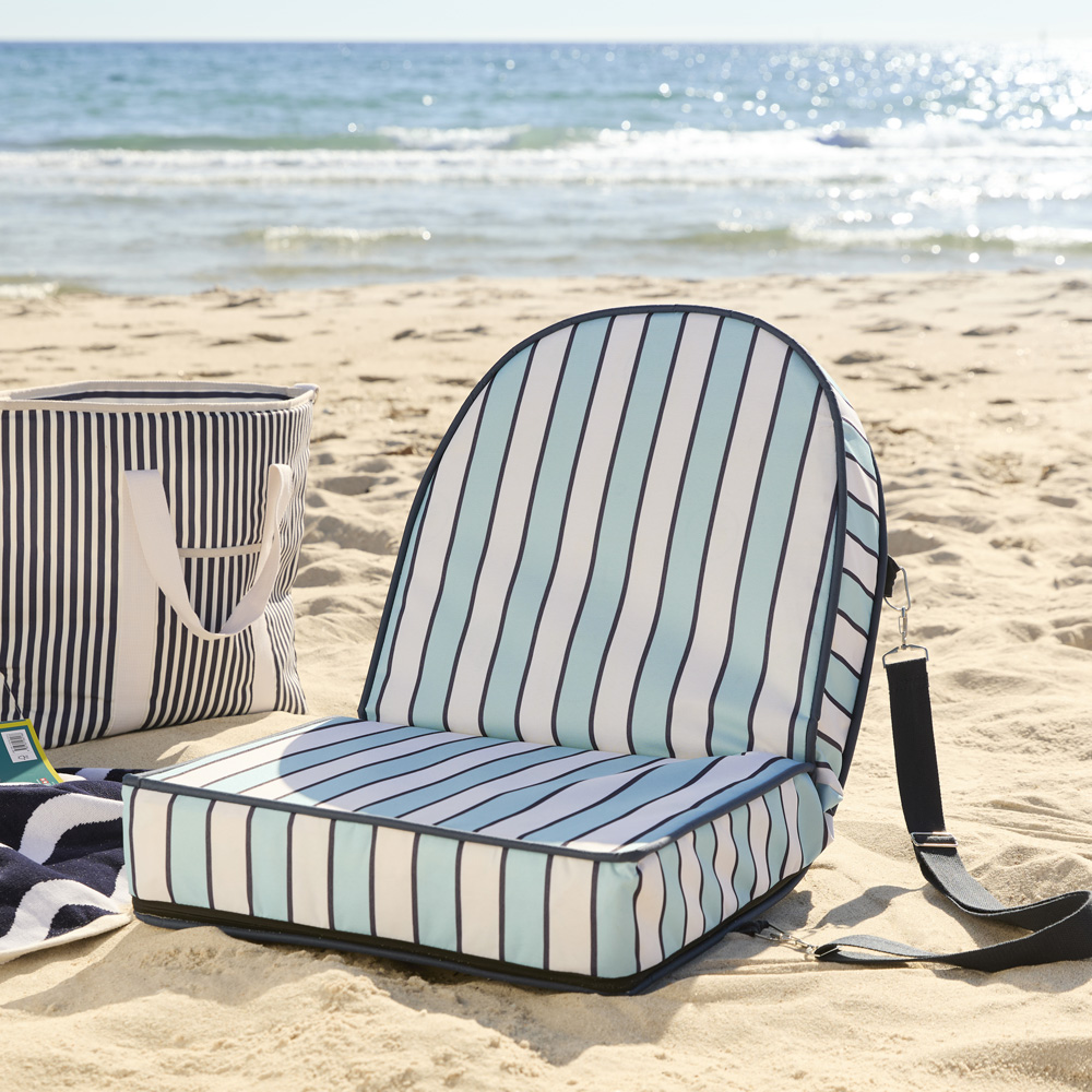 Blues Stripe Padded Canvas Beach Chair Adairs