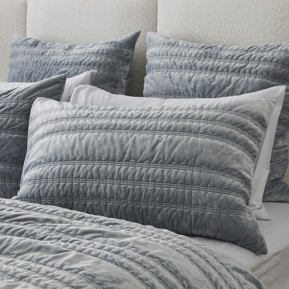 Maeve Soft Sage Velvet Quilted Pillowcases | Adairs