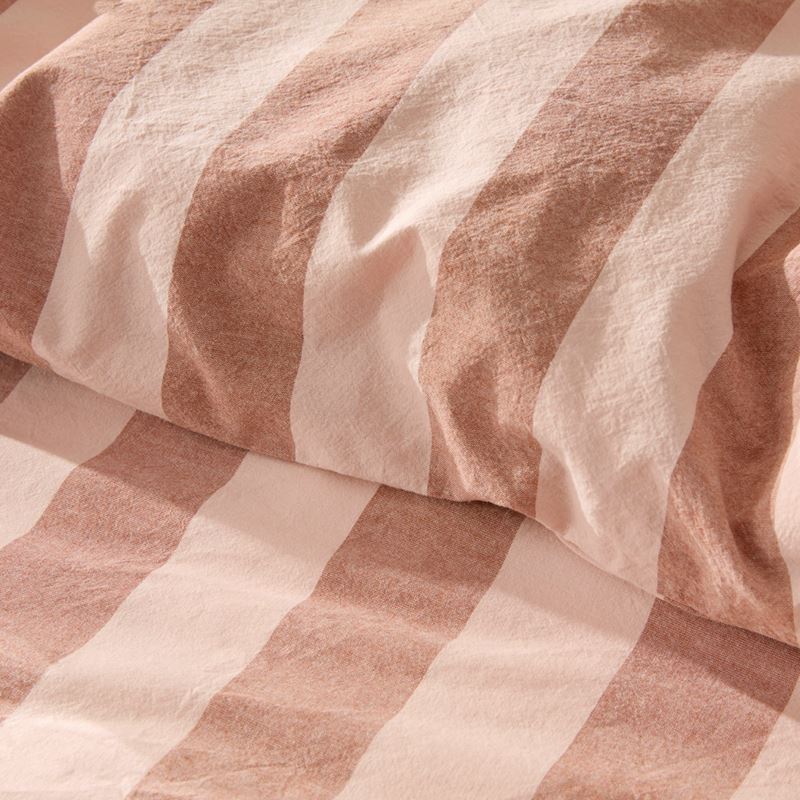 Stonewashed Cotton Printed Blossom & Earth Stripe Quilt Cover Separates
