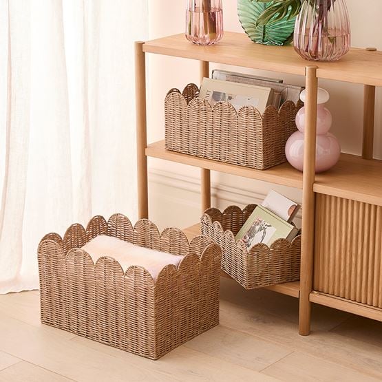 Scalloped Natural Storage Baskets