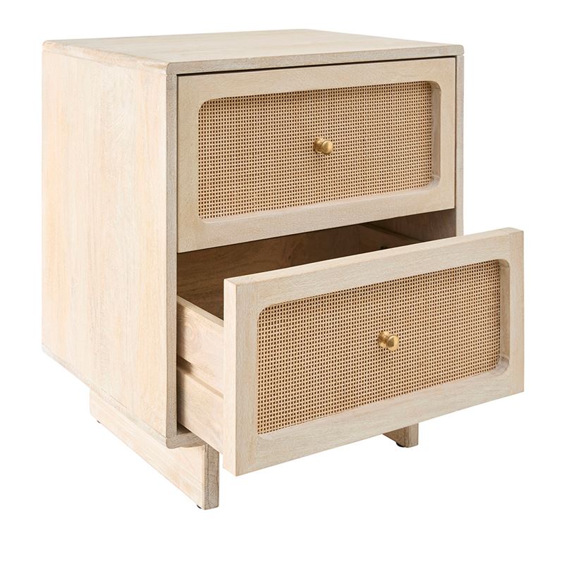 Seattle White Wash 2 Drawer Bedside Table