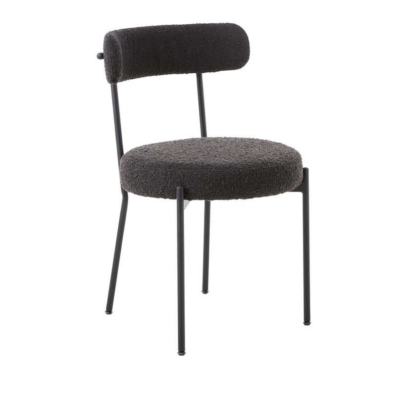 Remi Black Boucle Dining Chair Set of 2