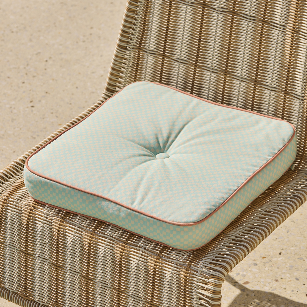 Aqua Check Outdoor Chair Pad Adairs