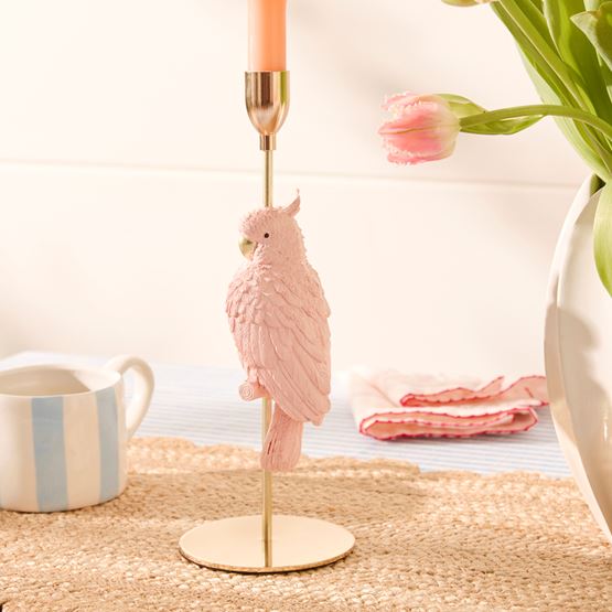 Bird Pink & Gold Candleholder