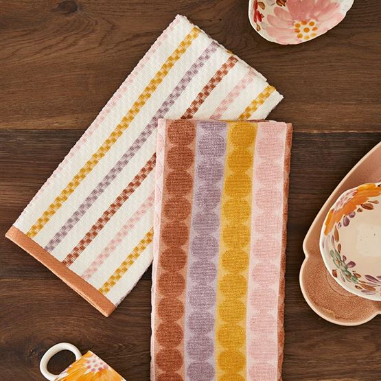 Mimi Dusty Pink Cotton Bamboo Tea Towel Pack of 2