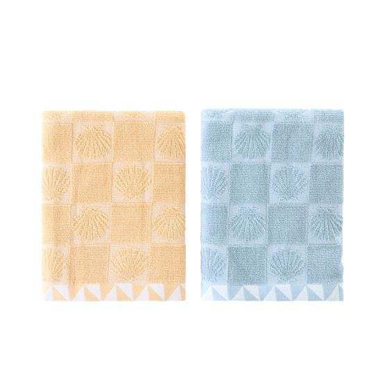 Seashells Blue & Natural Cotton Bamboo Tea Towel Pack of 2