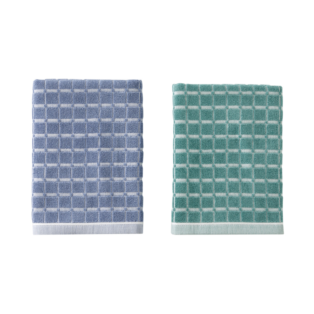 Levi Blue Teal Cotton Bamboo Tea Towel Pack Of 2 Adairs   56992 Blueteal 01 