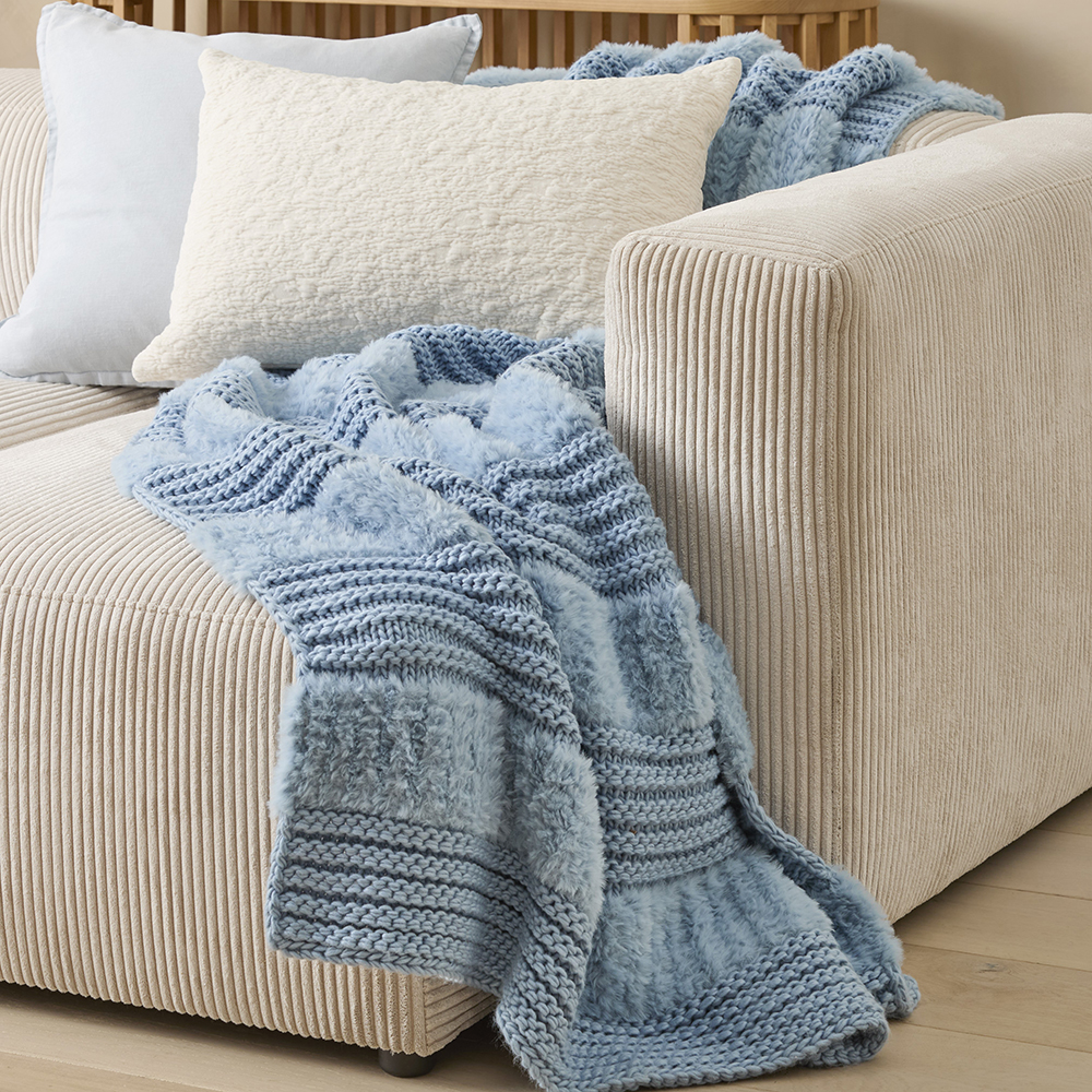 Kirby Blue Rain Stripe Throw Adairs