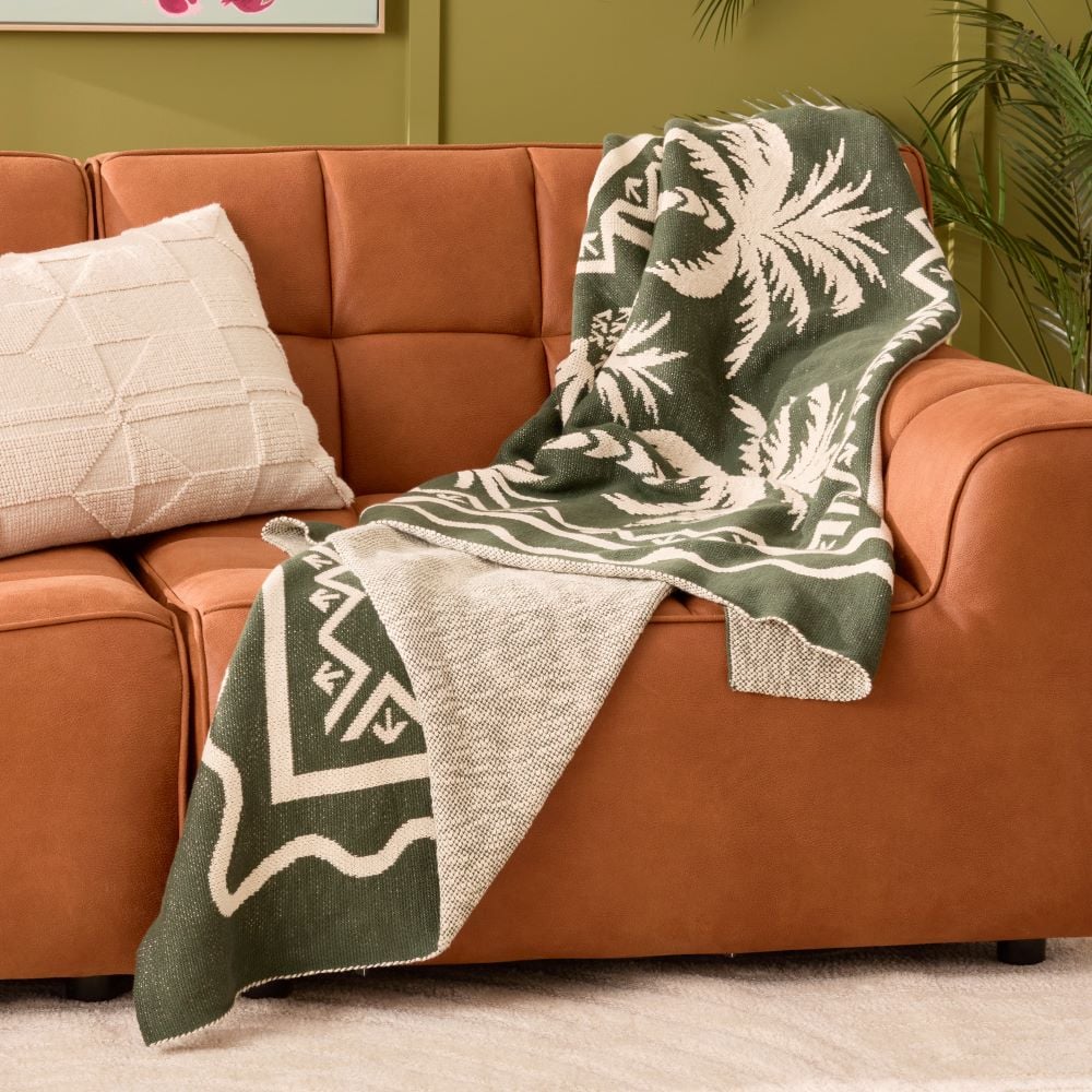 Global Traveller Green & Natural Knit Throw 