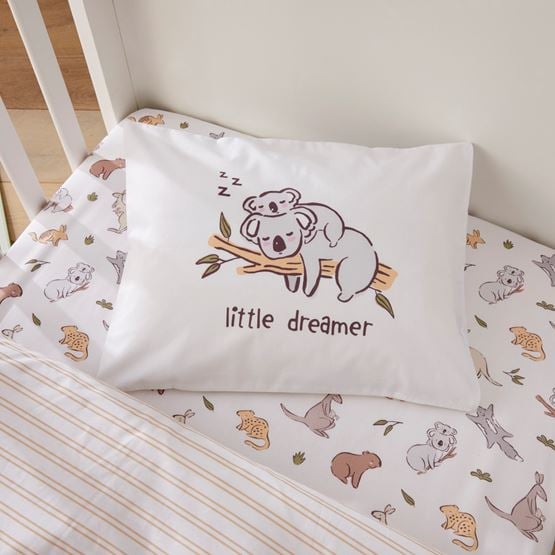 Decorative Koala Little Dreamer Cot Text Pillowcase