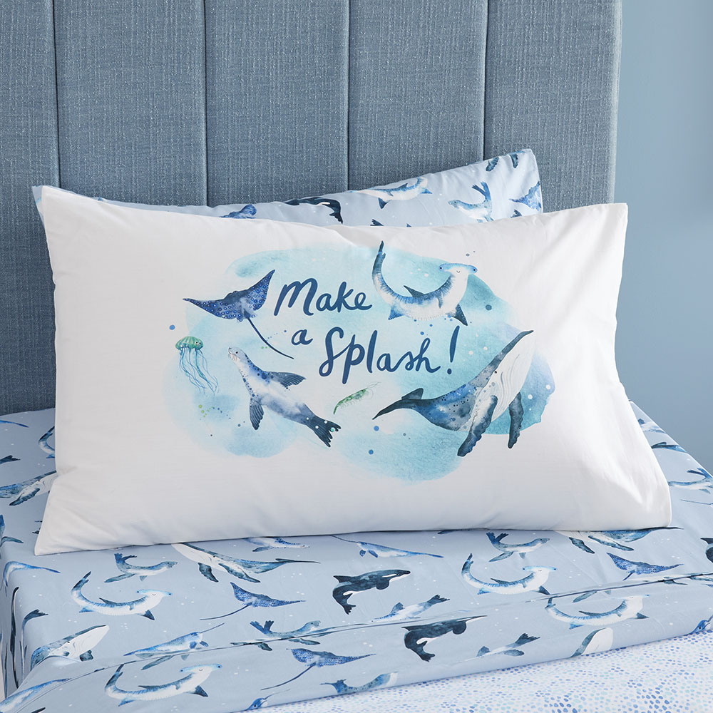 Adairs Kids Make a Splash Kids Text Pillowcase Adairs