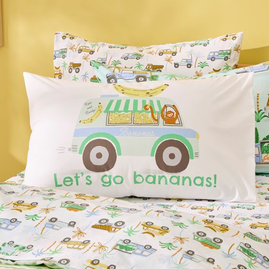 Lets go Bananas Kids Text Pillowcase