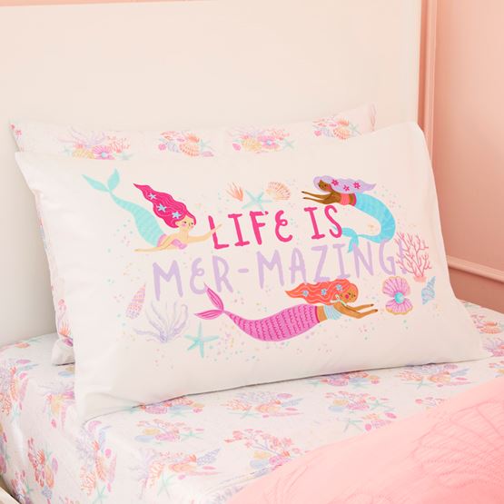 Life Is Mer-Mazing Kids Text Pillowcase