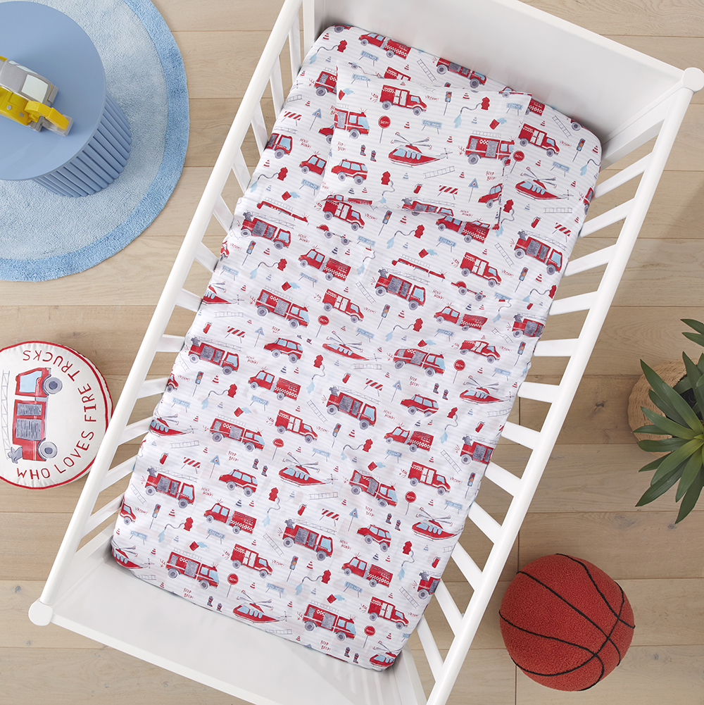 Fire truck crib sheets on sale