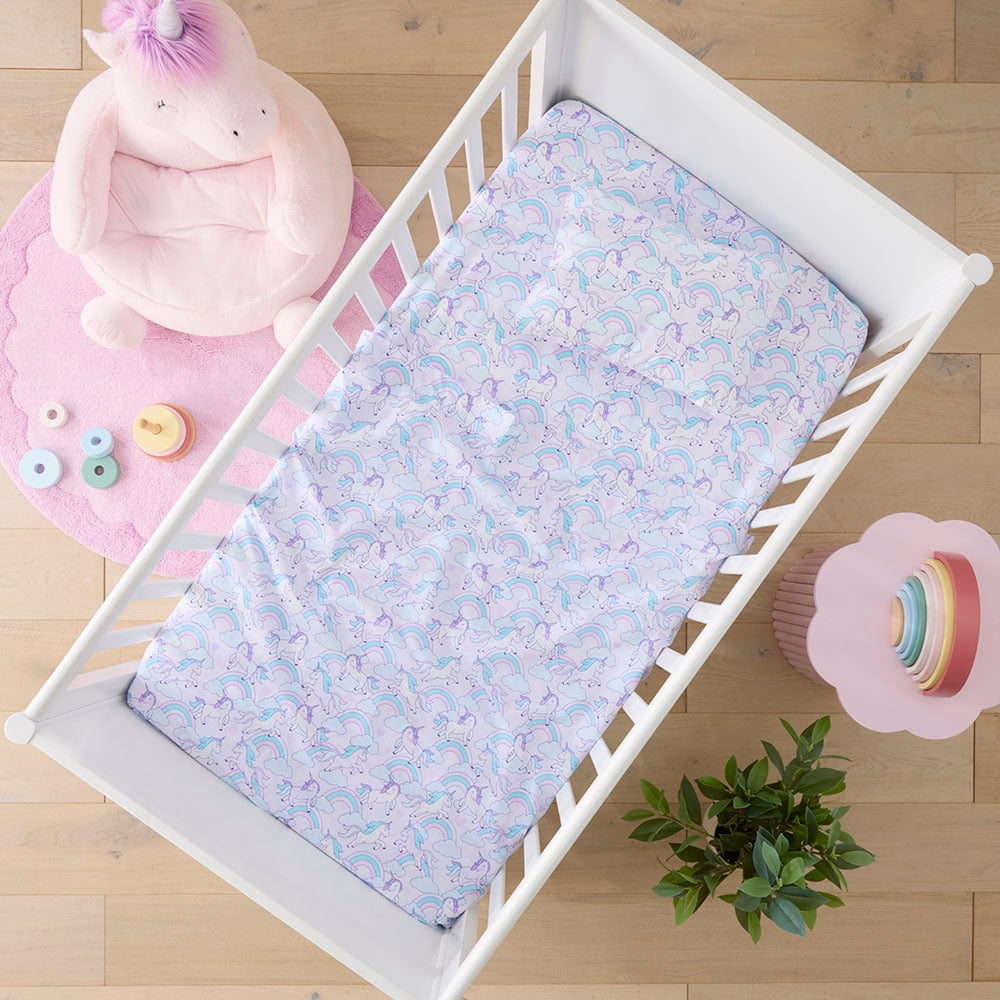 Adairs Kids - Fantasy Unicorn Soft Pink Cot Sheet Set | Adairs