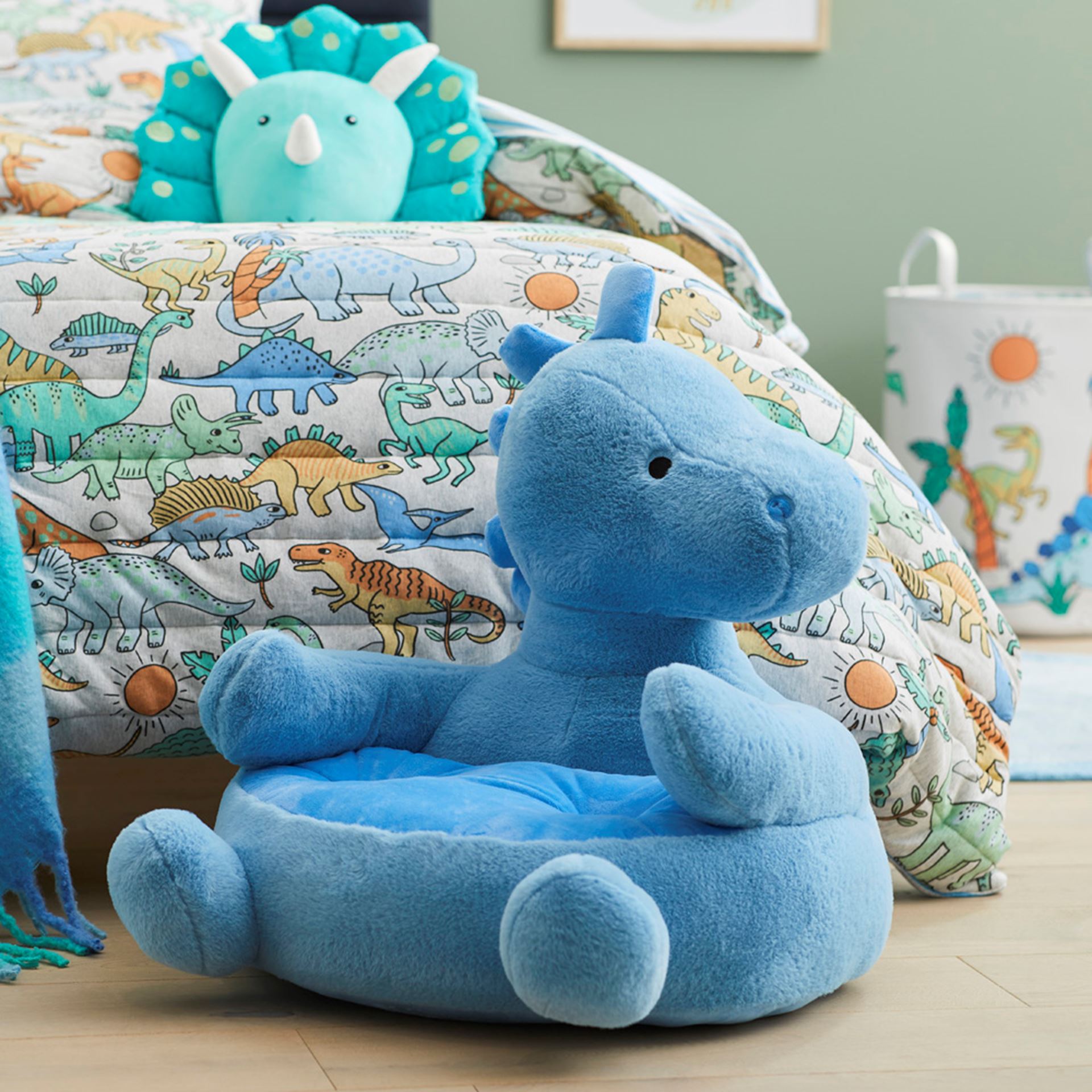 Adairs Kids - Green Triceratops Cuddle Chair, Kids Furniture