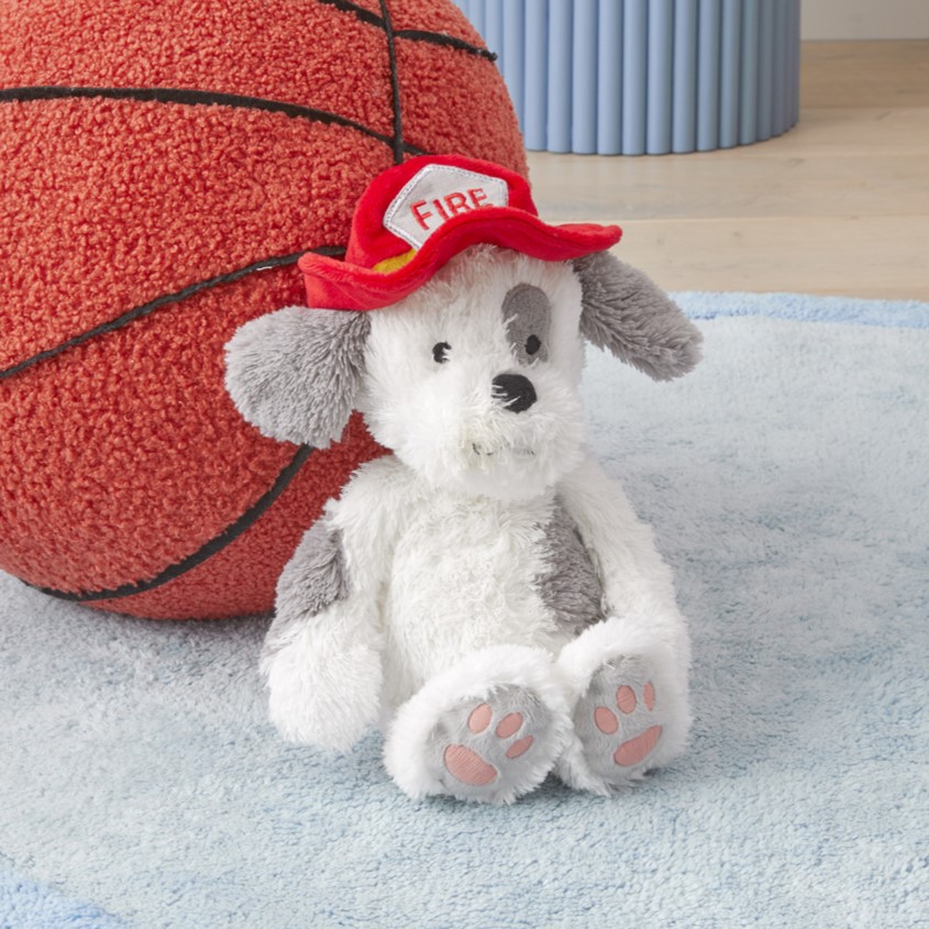 Adairs Kids Fire Fighting Pooch White Cuddle Toy Adairs