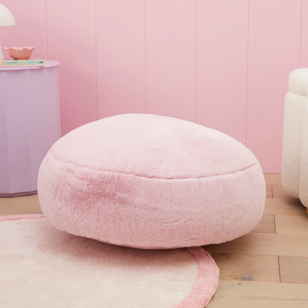 Adairs Kids - Frankie Powder Pink Faux Fur Floor Cushion | Adairs