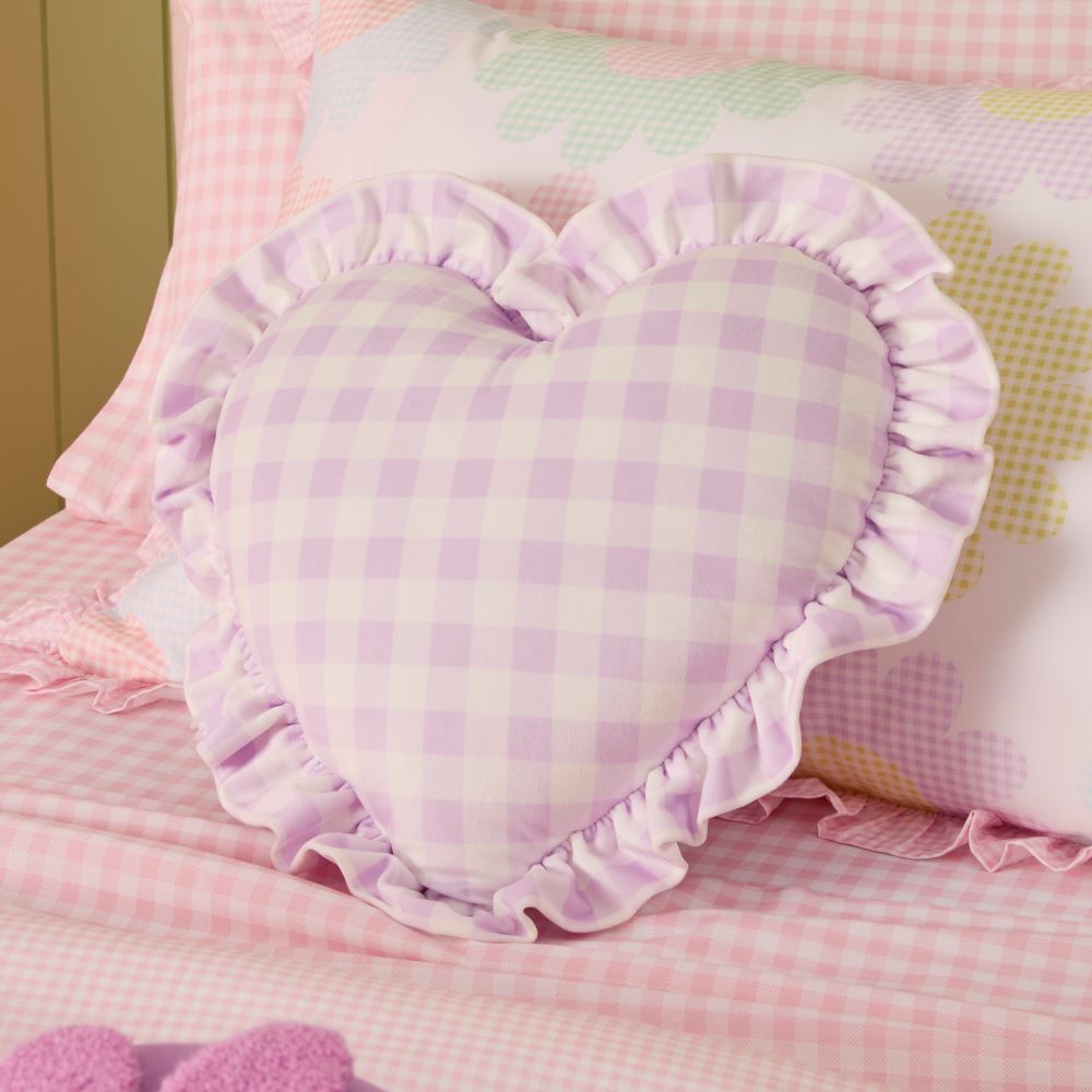 Adairs Kids Lilac Heart Gingham Shaped Velvet Cushion Reviews Adairs Retail Group Reviews Feefo