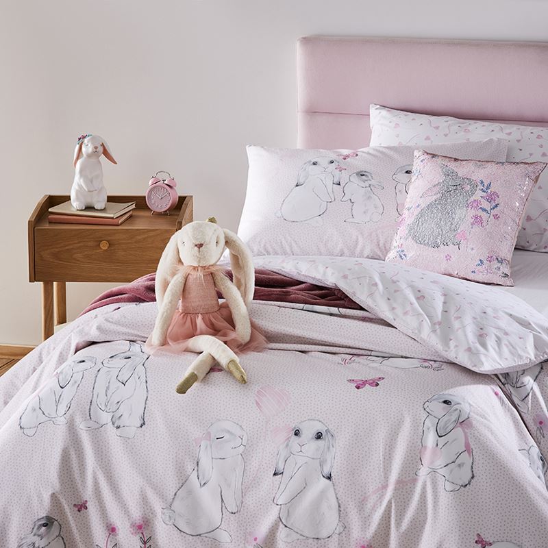 Adairs Kids - Butterfly Bunny Blush Quilt Cover Set | Adairs