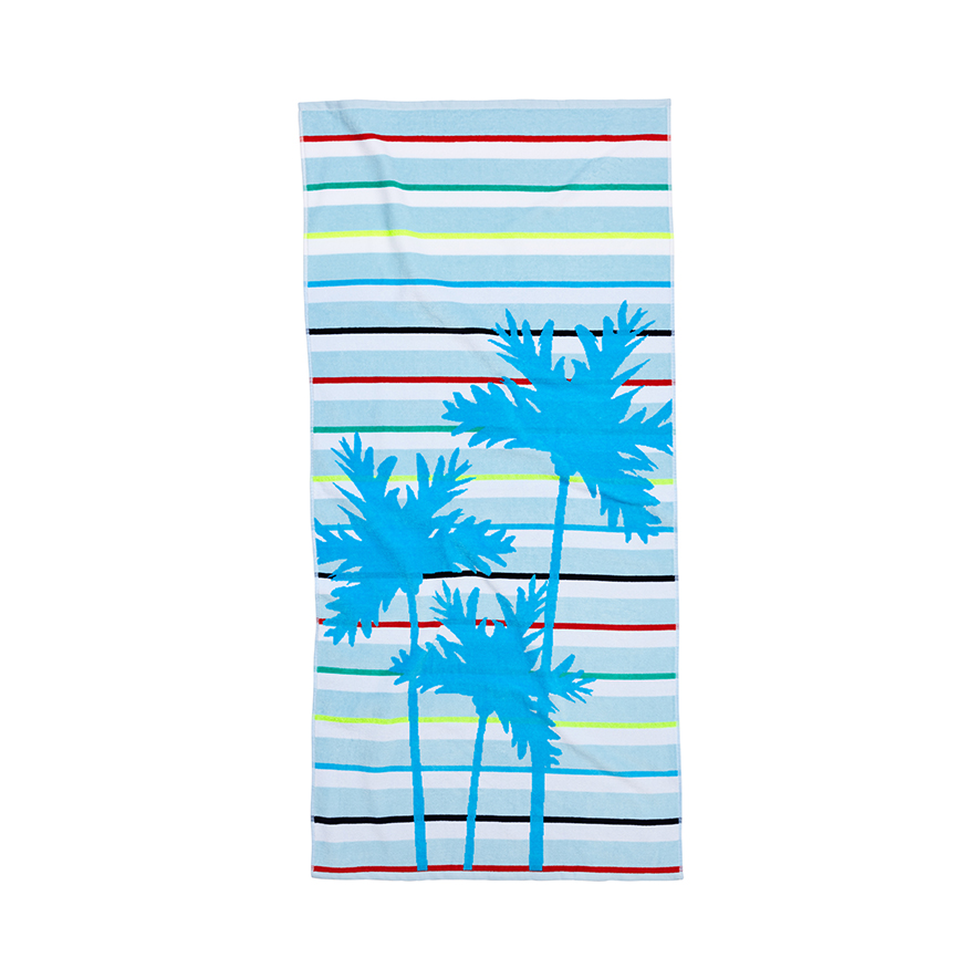 Adairs Kids - Velour Beach Towel Blue Palms | Adairs