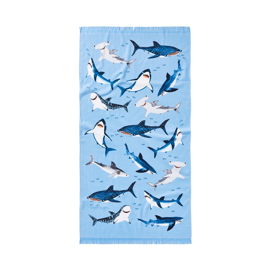 Adairs Kids - Smiling Sharks Quick Dry Beach Towel | Adairs