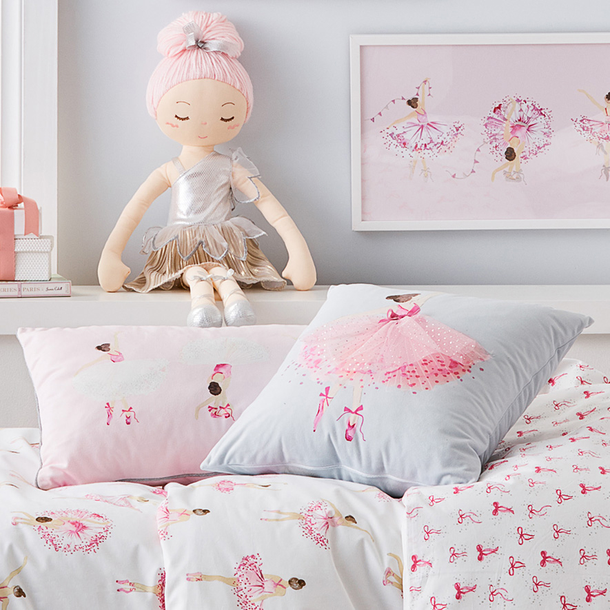 Adairs Kids Designer Pink Ballerina Cushion Adairs