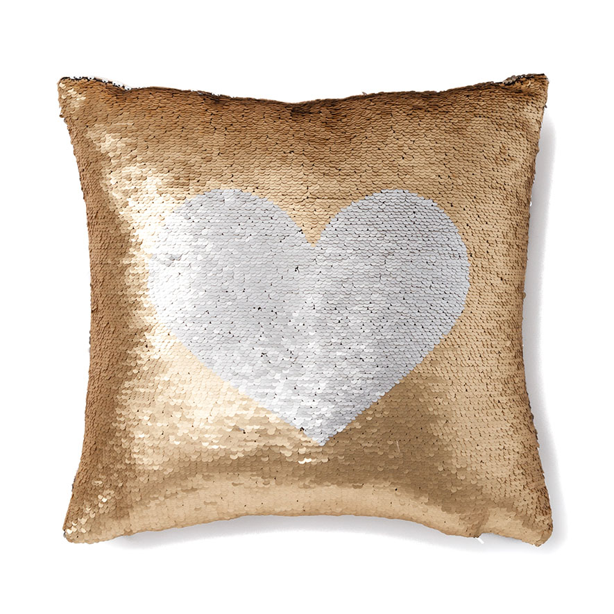 Gold sequin 2024 heart pillow