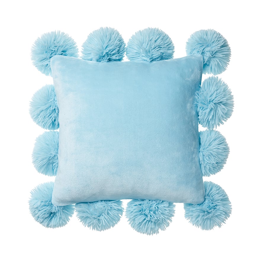 Teal pom pom sales cushion