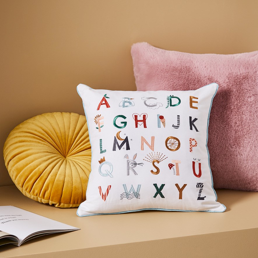 Adairs Kids A Is For Embroidered Alphabet Cushion