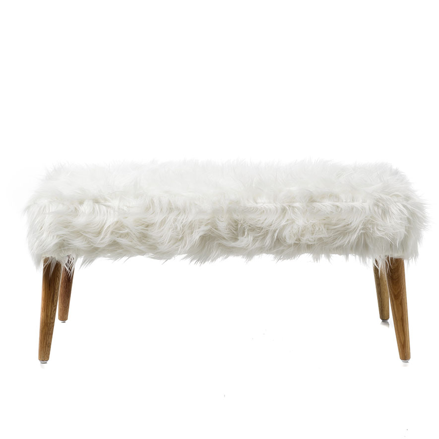 White fur deals bench