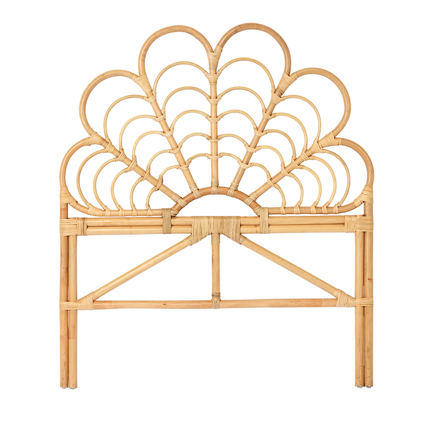 Rattan king deals single bed head