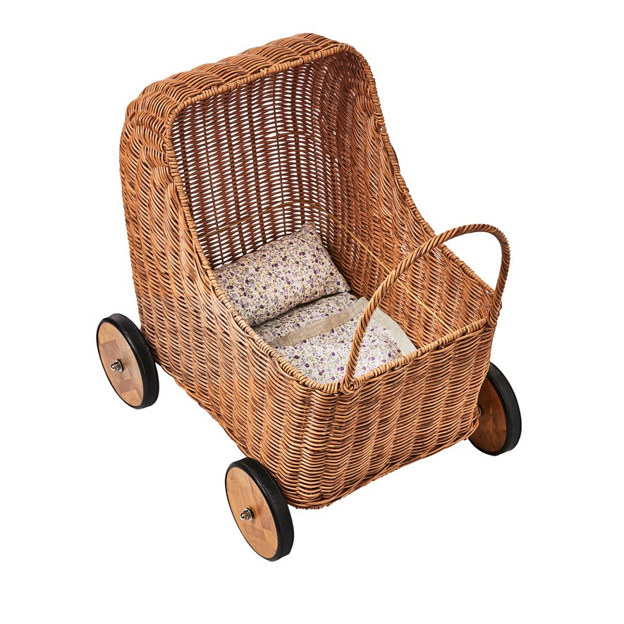 Adairs Kids Luna Doll Rattan Pram Furniture Adairs