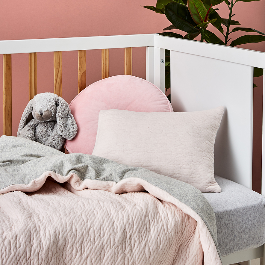 Grey and pink cot bedding best sale